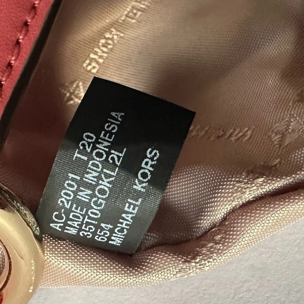 Michael Kors Brooke Medium Pebbled Leather Shoulder Crossbody Bag Grapefruit